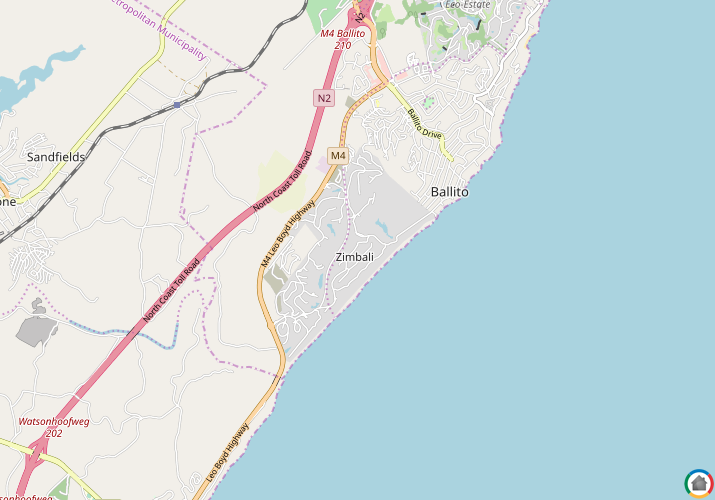 Map location of Port Zimbali